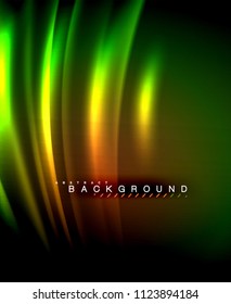 Neon glowing techno lines, hi-tech futuristic abstract background template with square shapes. Vector illustration