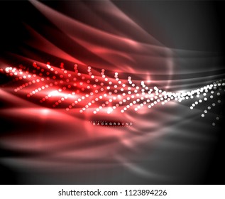 Líneas tecno brillantes neón, plantilla de fondo abstracto de alta tecnología futurista con formas cuadradas. Ilustración del vector