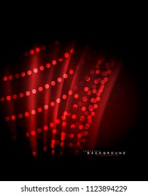 Líneas tecno brillantes neón, plantilla de fondo abstracto de alta tecnología futurista con formas cuadradas. Ilustración del vector
