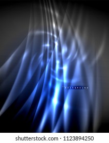 Neon glowing techno lines, hi-tech futuristic abstract background template with square shapes. Vector illustration