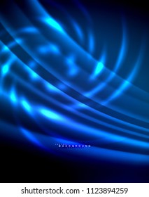 Neon glowing techno lines, hi-tech futuristic abstract background template with square shapes. Vector illustration