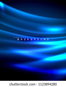 Neon glowing techno lines, hi-tech futuristic abstract background template with square shapes. Vector illustration