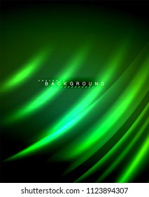 Neon glowing techno lines, hi-tech futuristic abstract background template with square shapes. Vector illustration