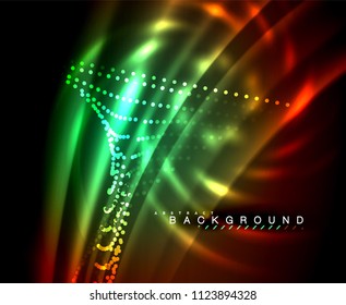 Neon leuchtende Techno-Linien, High-Tech-futuristische abstrakte Hintergrundvorlage mit quadratischen Formen. Vektorgrafik