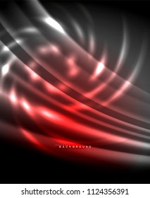 Neon glowing techno lines, hi-tech futuristic abstract background template with square shapes. Vector illustration