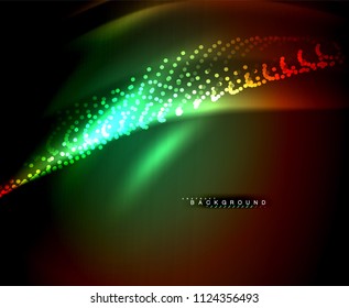 Neon linhas de tecno brilhantes, modelo de fundo abstrato futurista de alta tecnologia com formas quadradas. Ilustração vetorial