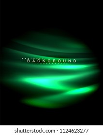 Líneas tecno brillantes neón, plantilla de fondo abstracto de alta tecnología futurista con formas cuadradas. Ilustración del vector
