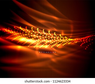 Líneas tecno brillantes neón, plantilla de fondo abstracto de alta tecnología futurista con formas cuadradas. Ilustración del vector