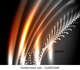 Neon glowing techno lines, hi-tech futuristic abstract background template with square shapes. Vector illustration
