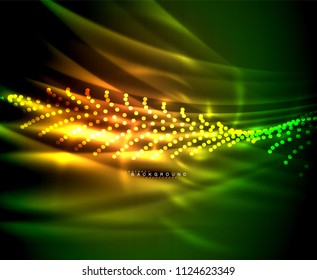 Neon glowing techno lines, hi-tech futuristic abstract background template with square shapes. Vector illustration