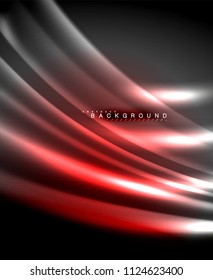 Líneas tecno brillantes neón, plantilla de fondo abstracto de alta tecnología futurista con formas cuadradas. Ilustración del vector