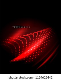 Neon glowing techno lines, hi-tech futuristic abstract background template with square shapes. Vector illustration