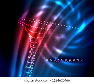 Neon leuchtende Techno-Linien, High-Tech-futuristische abstrakte Hintergrundvorlage mit quadratischen Formen. Vektorgrafik