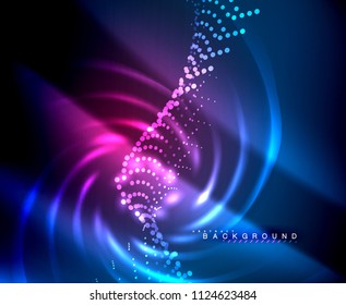 Neon glowing techno lines, hi-tech futuristic abstract background template with square shapes. Vector illustration
