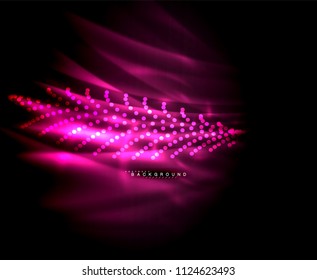 Neon glowing techno lines, hi-tech futuristic abstract background template with square shapes. Vector illustration
