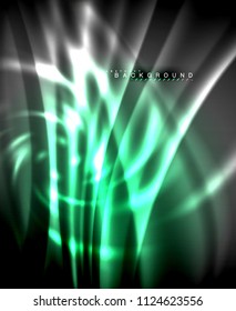 Neon glowing techno lines, hi-tech futuristic abstract background template with square shapes. Vector illustration
