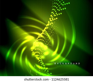 Neon glowing techno lines, hi-tech futuristic abstract background template with square shapes. Vector illustration