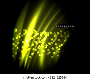 Líneas tecno brillantes neón, plantilla de fondo abstracto de alta tecnología futurista con formas cuadradas. Ilustración del vector