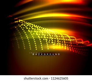 Neon glowing techno lines, hi-tech futuristic abstract background template with square shapes. Vector illustration