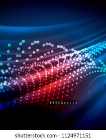 Neon glowing techno lines, hi-tech futuristic abstract background template with square shapes. Vector illustration