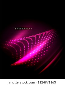 Neon glowing techno lines, hi-tech futuristic abstract background template with square shapes. Vector illustration