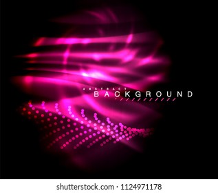 Líneas tecno brillantes neón, plantilla de fondo abstracto de alta tecnología futurista con formas cuadradas. Ilustración del vector
