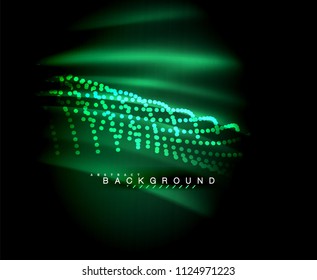 Neon glowing techno lines, hi-tech futuristic abstract background template with square shapes. Vector illustration