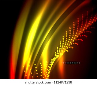 Neon glowing techno lines, hi-tech futuristic abstract background template with square shapes. Vector illustration