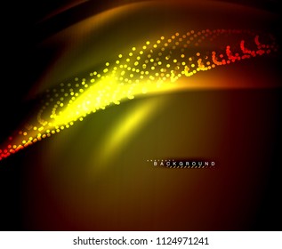 Neon glowing techno lines, hi-tech futuristic abstract background template with square shapes. Vector illustration