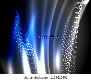 Neon glowing techno lines, hi-tech futuristic abstract background template with square shapes. Vector illustration