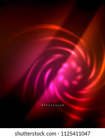 Neon glowing techno lines, hi-tech futuristic abstract background template with square shapes. Vector illustration