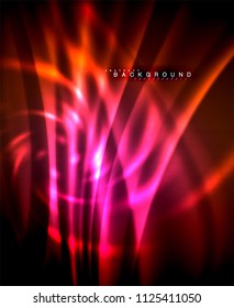 Neon glowing techno lines, hi-tech futuristic abstract background template with square shapes. Vector illustration