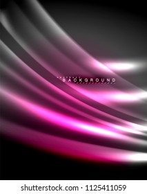 Neon glowing techno lines, hi-tech futuristic abstract background template with square shapes. Vector illustration