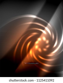 Neon glowing techno lines, hi-tech futuristic abstract background template with square shapes. Vector illustration