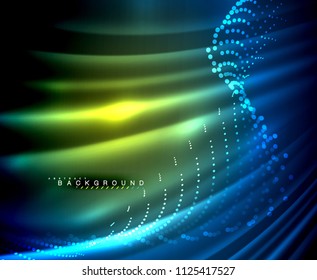 Neon glowing techno lines, hi-tech futuristic abstract background template with square shapes. Vector illustration