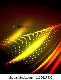 Neon glowing techno lines, hi-tech futuristic abstract background template with square shapes. Vector illustration