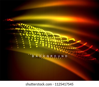 Neon glowing techno lines, hi-tech futuristic abstract background template with square shapes. Vector illustration