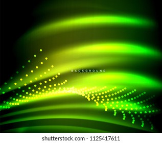 Neon glowing techno lines, hi-tech futuristic abstract background template with square shapes. Vector illustration