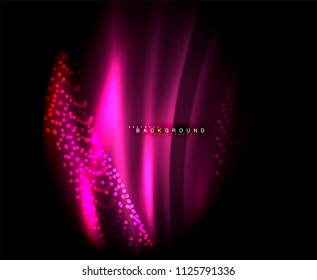 Líneas tecno brillantes neón, plantilla de fondo abstracto de alta tecnología futurista con formas cuadradas. Ilustración del vector