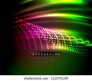 Neon leuchtende Techno-Linien, High-Tech-futuristische abstrakte Hintergrundvorlage mit quadratischen Formen. Vektorgrafik