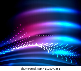 Neon glowing techno lines, hi-tech futuristic abstract background template with square shapes. Vector illustration