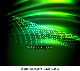 Neon glowing techno lines, hi-tech futuristic abstract background template with square shapes. Vector illustration