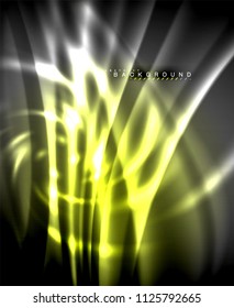 Neon glowing techno lines, hi-tech futuristic abstract background template with square shapes. Vector illustration