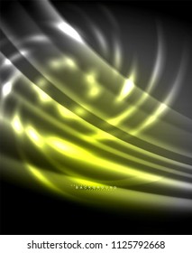 Neon glowing techno lines, hi-tech futuristic abstract background template with square shapes. Vector illustration