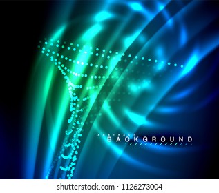 Neon leuchtende Techno-Linien, High-Tech-futuristische abstrakte Hintergrundvorlage mit quadratischen Formen. Vektorgrafik