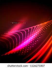 Neon glowing techno lines, hi-tech futuristic abstract background template with square shapes. Vector illustration