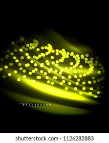Neon glowing techno lines, hi-tech futuristic abstract background template with square shapes. Vector illustration