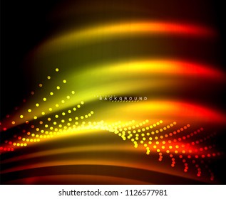 Neon glowing techno lines, hi-tech futuristic abstract background template with square shapes. Vector illustration