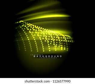 Líneas tecno brillantes neón, plantilla de fondo abstracto de alta tecnología futurista con formas cuadradas. Ilustración del vector