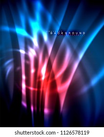 Neon glowing techno lines, hi-tech futuristic abstract background template with square shapes. Vector illustration